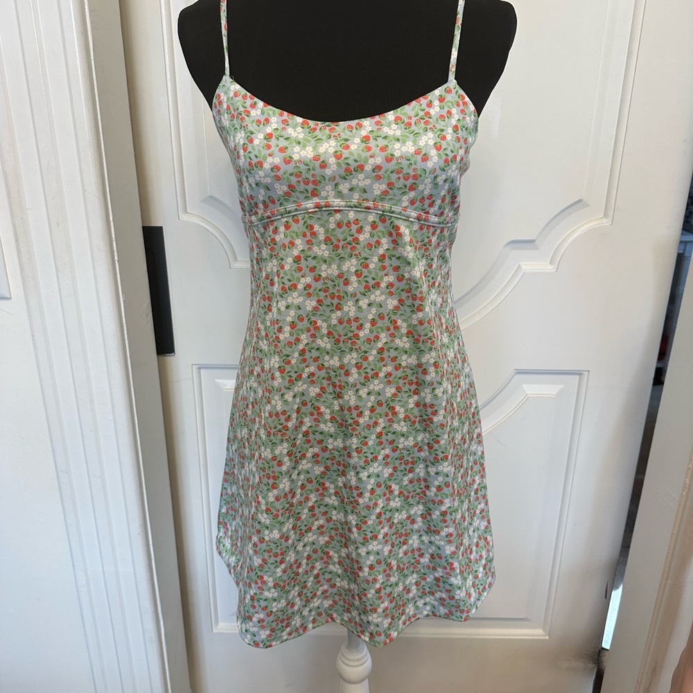 Altar’d State Strawberries Floral Spaghetti Strap Dress NWOT